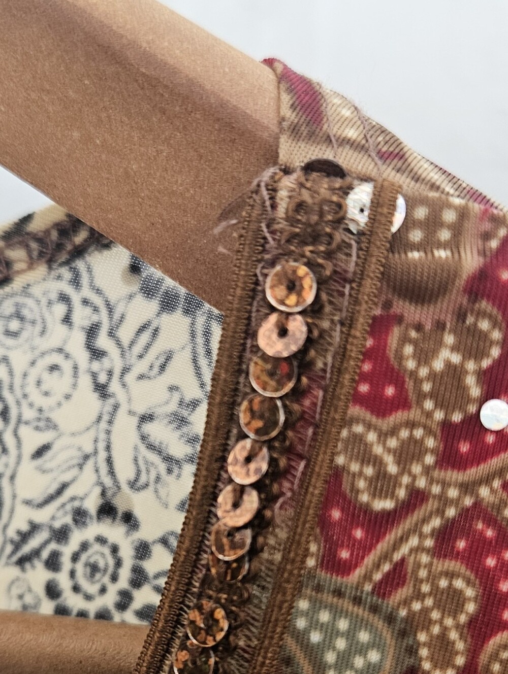 Vtg Ing+ USA Y2k Boho Women 3X Flowy Floral Sequin Festival Feminine Blouse - Picture 7 of 13